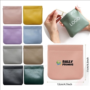 PU Leather Waterproof Self-Closing Pocket Cosmetic Bag